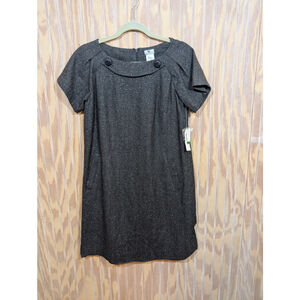 NWT Women's Black Sparkly Short Sleeved Lined Dress by Worthington Size 6